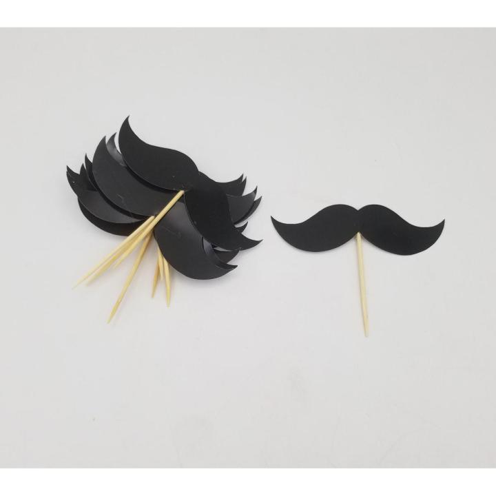 MOUSTACHE THEME CUPCAKE TOPPERS PACK OF 10 CUPCAKE TOPPERS
