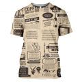 Old Newspaper 3D Printed T-shirt Men Women Casual Fashion Hip Hop Funny Short Sleeve Streetwear Vintage Tees Tops Summer Tshirts. 