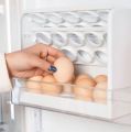 30 Grid Egg Holder For Refrigerator, 3-Layer Egg Storage Container Plastic, Egg Organizer For Kitchen Fridge And Table (White). 