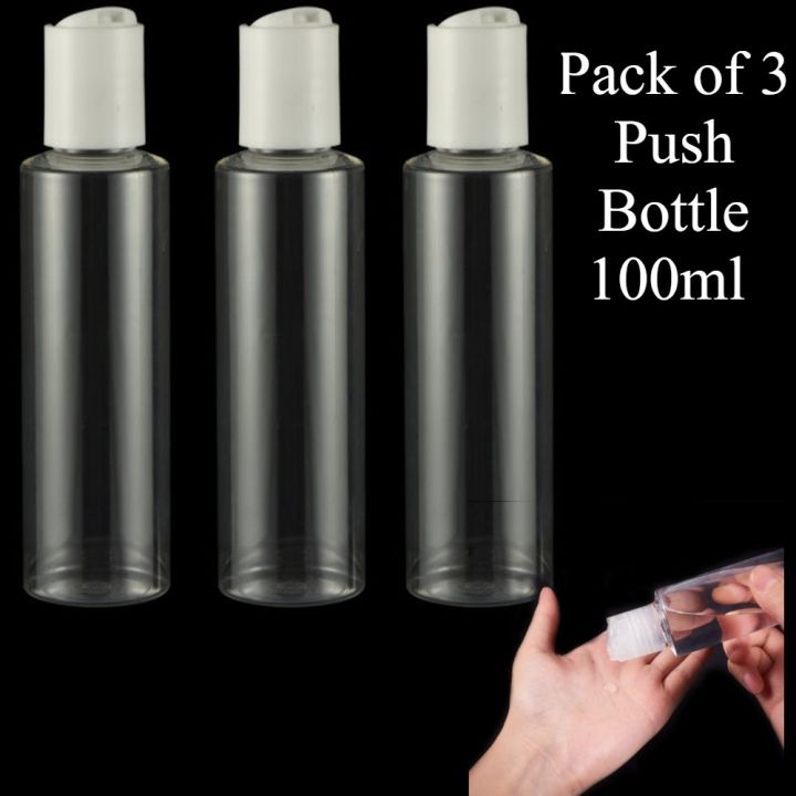 Hair Oil Empty Bottle100ml Transparent Empty Plastic Bottles Press Push Bottle, Lotion Bottle, Shampoo Bottle, Handwash Bottle / Empty Plastic Bottles Push Flip Top Bottle