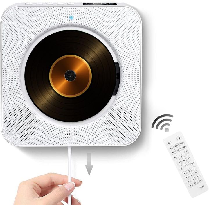 KC-808 Wall Mounted Bluetooth 4.2+EDR CD Player with Remote Control, Support FM(White)
