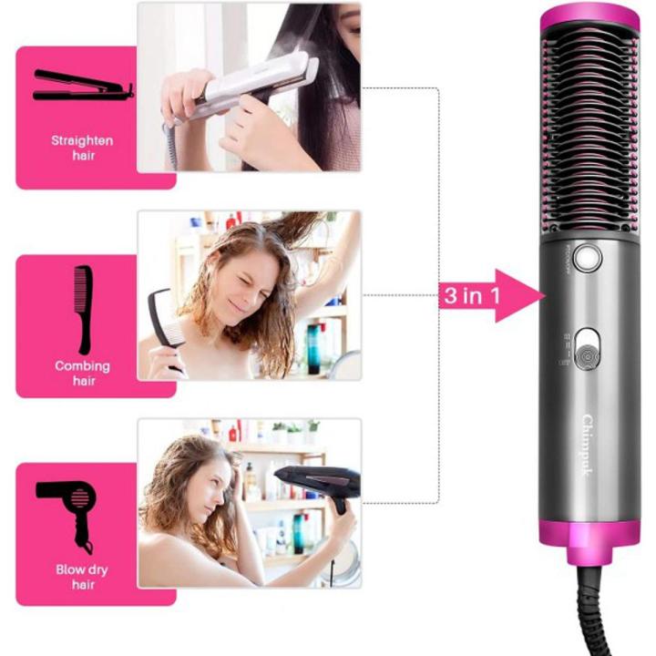 Chimpuk 2022 Hair Straightener Brush, PTC Heating Button Fast Hair Straightener, and Hair Dryer 2 in 1, One-Step Blow dryer brush, Negative Ions Anti-Frizz, Anti-Scald for All Types Hair