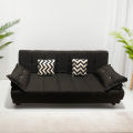 The Furniture Collection - Customised 3 Seater Sofa Cum Bed Imported Fabric Black Jute length 6 ft and height 18 inches Apartments/Offices. 