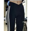 Hot girl strip sports bell bottoms, women's spring and autumn design, high-waisted, slim, drape, mopping the floor, casual and thin, yoga pants. 