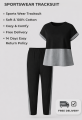 Latest Premium Look Grey Black Gym Wear Sports Tracksuit for Women - Soft Cotton Jersey Two Piece Summer Friendly Jogging Suit - Girls Activewear Athletic Tee & Trousers Set Siddiqui's Store 01. 