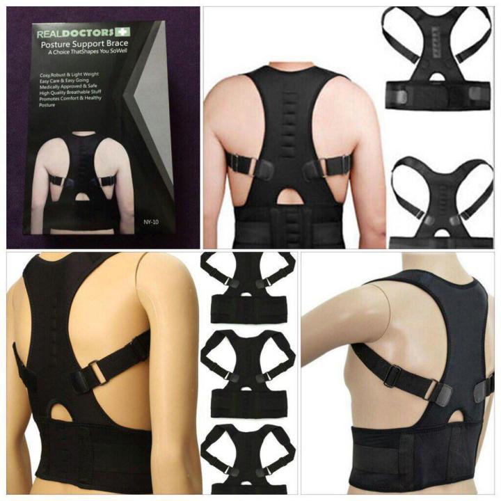 Real Doctors Plus Posture Support Brace Belt Back Brace Support Belt Upper Back Braces Posture Correct Back Therapy Braces Supports (Black)