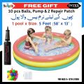 INTEX Sunset Glow Baby Pool (2ft ,3ft, 4ft, 5ft, 5.5ft, 6ft) | With Air Pump, 10pcs Balls & 2 Repair Patch | Bath Tub For Kids - Swimming Pool For Kids - Inflatable Kids Bath Tub For Children  -  Swimming Pool for Family - Baby Tub - Kids Bath - ToyzRusPk. 