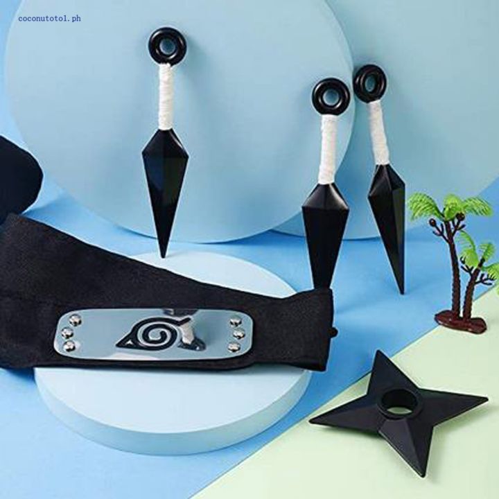 1 Set of Naruto Headband and 4 PCS Accessories Akatsuki Members Cosplay Costume/Bandana Naruto + Kunai + Shuriken