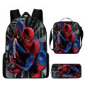Spider-Man backpack three-piece set for elementary school students cartoon school bag, boys' backpack, superman model Spider-Man Batman. 