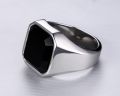 Punk Men's Stainless Steel Black Stone Gold Ring Big Wedding Bands Male Engagement Party Jewelry Hip Hop Rings. 