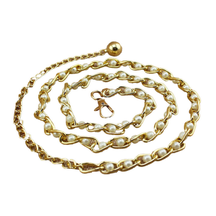 Ladies Adjustable Pearl Chain Belt Fashion Women Luxury Brand