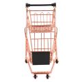 2X Mini Double Layers Shopping Cart Model Wrought Iron Supermarket Trolley Metal Rose Gold Storage Basket Rose Gold. 