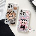 Trendy Brand Cartoon Funny LABUBU Couples Case Compatible for IPhone 16 14 13 15 11 12 Pro Max XR X 7Plus XS MAX 16 15 7 14 8 Plus SE 2020 Cute Labubu Luxury Feather Yarn Soft Case. 
