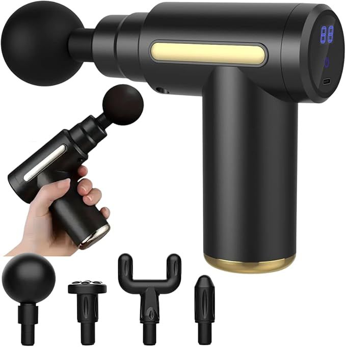 Massage Gun for Full Body Pain Relief - Portable, Rechargeable Deep Tissue Massager for Neck, Back, Shoulder, Legs & Muscles - Professional Percussion Mini Massage Gun for Men & Women - Perfect for Gym, Office, Travel & Home Use