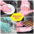Magic Dish washing Gloves with scrubber, Silicone Cleaning Reusable Scrub Gloves for Wash Dish,Kitchen, Bathroom 1 Pair. 