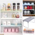 1 Piece Stack up shelf, Folding Kitchen Organizer Cabinet Shelves – foldable Shelf Stand Jar Rack Cupboard Storage Support 1 Tier Kitchen Pantry Organizer. 