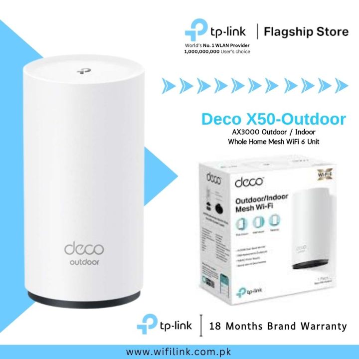 TP-Link Wi-Fi Deco X50 Outdoor ( 1 Pack ) AX3000 Dual Band Whole Home Mesh Wi-Fi 6 System - 18 Months Brand Warranty