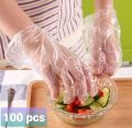 100 Pcs Disposable Gloves Polythene Disposable Plastic Gloves Powder Free Plastic Gloves | Dental Restaurant Garden Kitchen Dish washing Plastic Hand Gloves. 