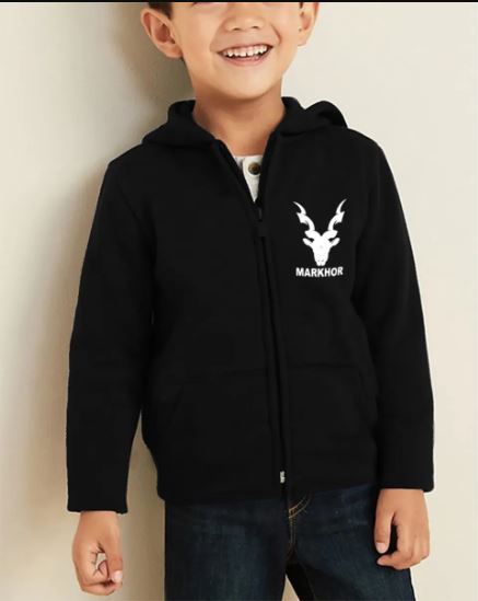 Bindas Collection Clearance Sale Markhoor Printed Zipper For Winter Fleece Hoodie For Kids Boys & Girls