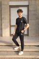 Men’s Black Tracksuit by HG | Soft Dri-Fit Interlock Fabric | Gym and Workout Set | Logo Printed Two-Piece Outfit. 