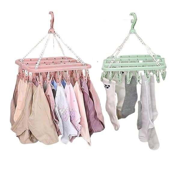 MARGOUN Foldable Laundry Hanger Drying Racks with 32 Clips,Baby