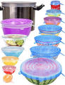 6pcs Reusable Silicone Stretch Lids Fresh Saver Food Kitchen Storage Wraps Cover. 