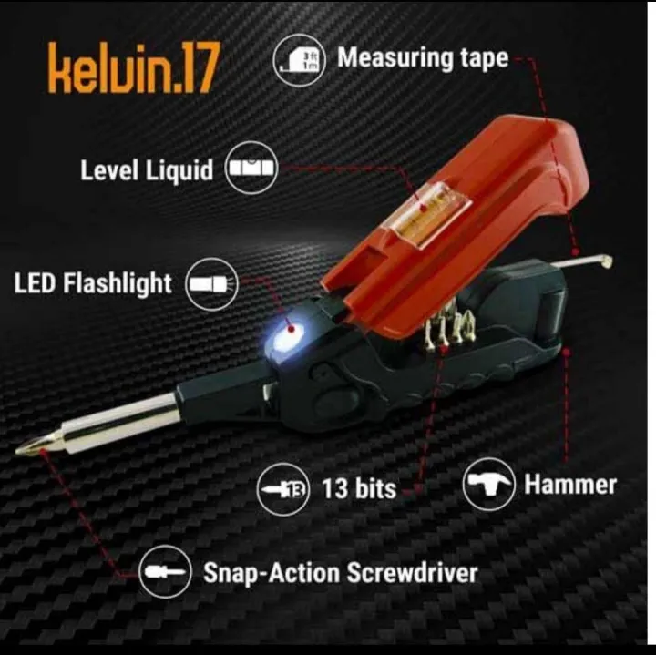 Kelvin%2017%20Urban%20Screwdriver%20Set,%20All%20in%20One%20Everyday%20Multitool%20Screwdriver,%20Multi-Tip,%20Compact%20&%20Universal%20Precision,%2013%20Bit%20Set%20with%20Tape%20Measure,%20Liquid%20Level,%20Hammer%20and%20Flashlight%20-%20Image%207