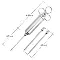 Meat Injector Syringe, 2-oz Marinade Flavor Injector 304 Stainless Steel with 3 Professional Needles,2 Cleaning Brushes and 4 Silicone O-rings. 