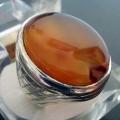Mens Orange aqeeq ring in 925 Sterling Silver Handmade artisan. 