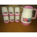 7 Pcs Drinkware Set 1 Jug 1.5 Liter with 6 Water Drinking Glass Tumblers Random Colors. 