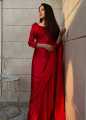 Stitched Satin Silk Saree for Women and Girls. 