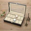 12 Grids PU Leather Watch Display Case Storage Box Organizer Watch Jewelry Display Box. 