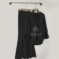 Linen Stitched 2-piece Suit for Women With Neck Belt. 