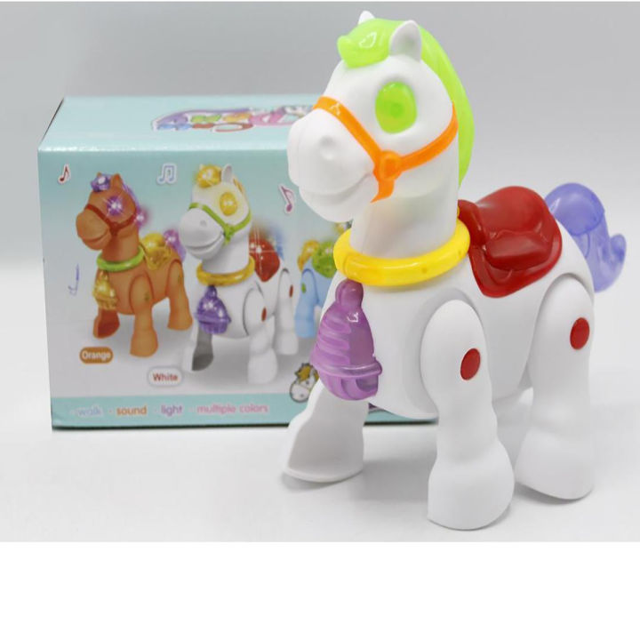 Battery-operated Ride-On Pony Horse Musical Toy with Lights and Sound with Pony Horse Radeons & Wagons (Multicolour).