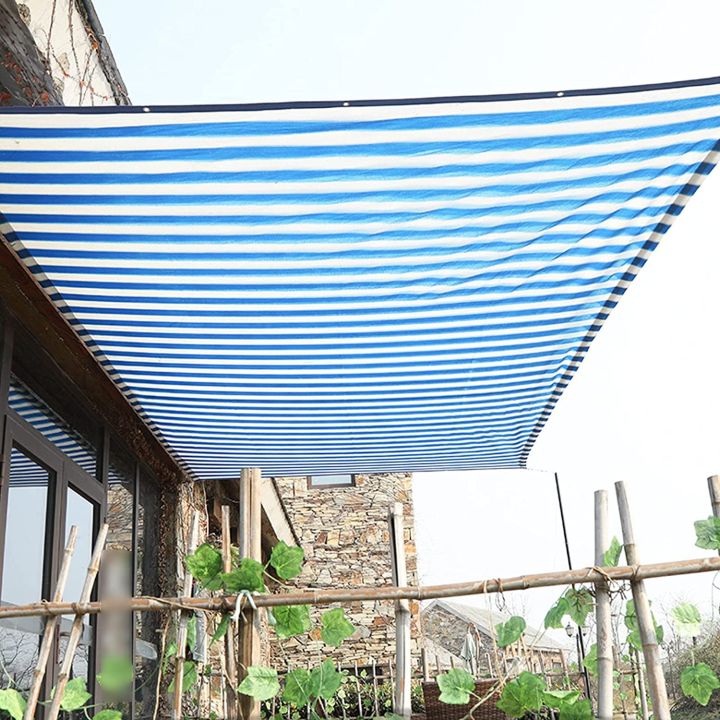 Blue/white%20Sun%20Shade%20Net,%20High%20Quality,%2090%25%20Sun%20Protection%20Shade%20Net%20UV%20Resistant,%20Privacy%20Screen%20Fence%20for%20Garden%20Balcony%20Greenhouse.%20With%20loops%20&%20rings%20on%20every%203%20feet%20distance%20on%20sides%20and%20double%20stitched%20sides%20with%20cotton%20nawar.%20-%20Image%209