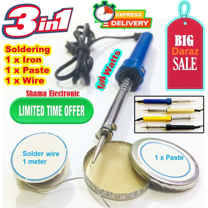 Soldering Iron Kit 3 in 1 Kavia set Welding Tip Kaviya for Electric Circuits Wire Joints with Soldering Paste & Soldering solder