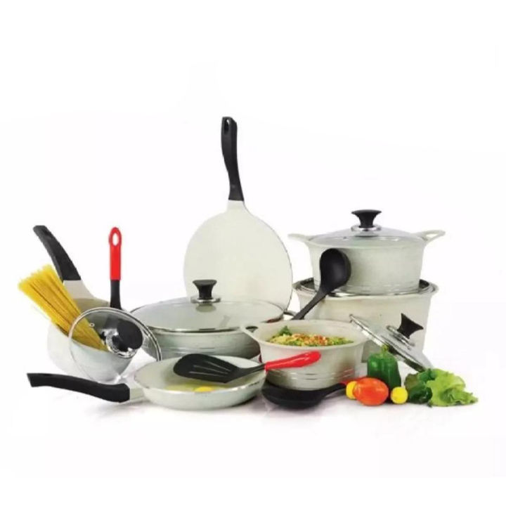 Sonex Eden Plus Gift Pack Cookware Set - 18 Pieces - Die Cast Marble Coating - Black