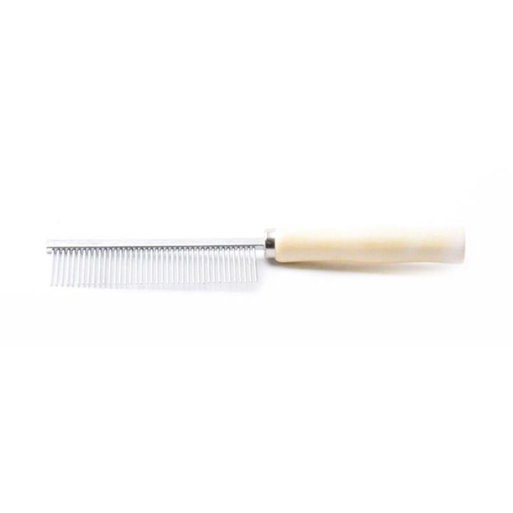 Pet Dog Cat Comb Stainless Steel Pin Teeth Wooden Handle Grooming Fur Hair Brush