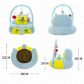 Sofa Support Seat Cover For Baby, Plush Baby Feeding Chair Cartoon Safety Seat Learning Nest Washable With Rod Toys. 