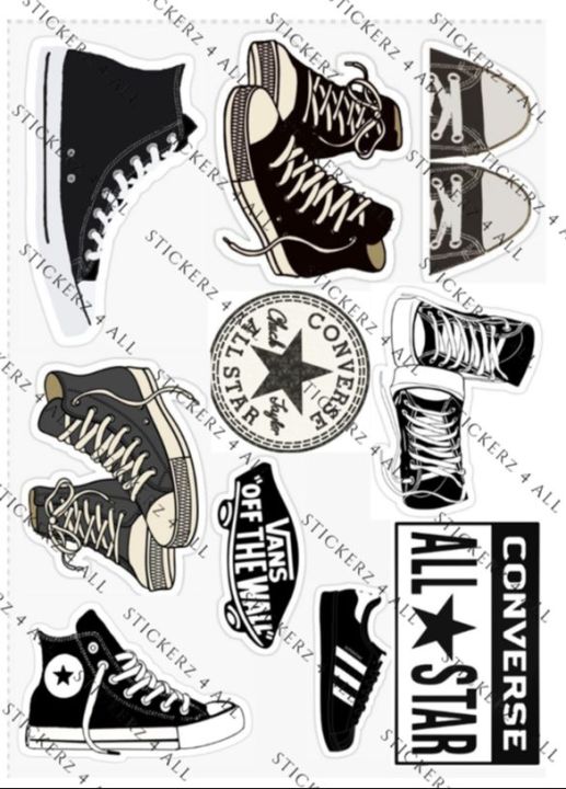 CONVERSE uncut sticker sheet A6 size based on aesthetic grunge downtown pinterest shoes brand cute cool best for journalling stickers laptop guitar phone cases