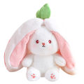 Cute transformation bunny plush doll soft cute strawberry radish rabbit ragdoll child girl bed pillow. 