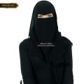 V ARABIC Niqab |BIDOON ESSMA| Niqab with LABEL Logo 13X13 STANDARD| Ready to wear Hijab Niqab For Girls | Nakab Matha Patti |Head Wear | Naqab pati FORMAL SHAFFON FABRIC High Quality forehead Naqab Patti For Girls Comfortable Naqab patti Abaya Hijab Niqab. 