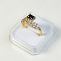 Luxury Gold Plated Crown Ring with Rectangular Stone and Marquise CZ Accents | Fashion Statement Jewelry for Women | Gift for Her. 