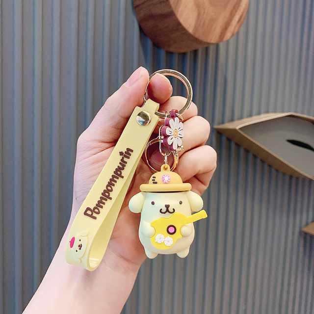 Sanrio Kawaii Hello Kitty Keychain Pink Kuromi Melody Cinnamoroll Car Key Ring Backpack Pendant Ornaments Girls Holiday Gifts