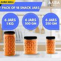 18 Jar Complete Set Kitchen Canister / Candy Jar/ Snack Jar / Spice Jar / Grocery Jar / Masala Storage Jar For Kitchen set 250ml / 500ml / 1000ml. 