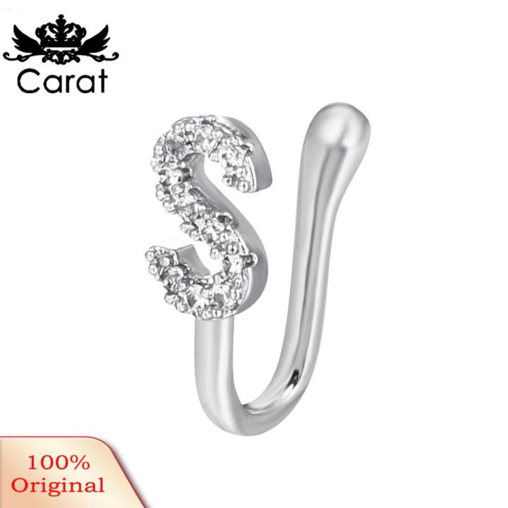 Carat Nose Ring Letter S Electroplating Long Lasting Non Piercing Clip