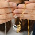 Locket Couple Pull Hook Wish Necklace A Pair of Heart-Shaped Magnetic Stitching Pendant -1Pcs. 