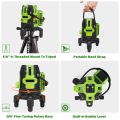 Laser Leveler Green Beam Multi-Line Huepar -Four Vertical and One Horizontal Lines with Down Plumb Dot -Alignment Self-leveling Cross Line Laser Tool -360° Rotating Base, Hard Carry Case Included L141G. 