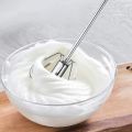 Semi-Automatic Egg Beater 12 Inches Coffee Whisker Hand Push Beater Full Length Stainless Steel Egg Whisk Manual Hand Mixer Self Turning Egg Stirrer Kitchen Egg Tools.. 