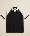 FITTED - Black Contrast Raglan POLO For Men. 
